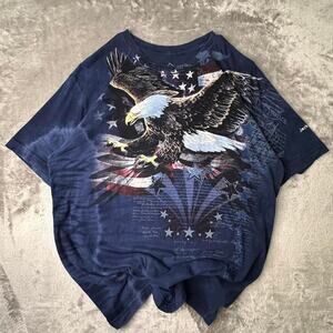 The Mountain Evolution AOP Tie-dye Eagle Flag Collage Navy Graphic T-shirt  XL